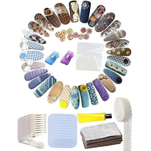 DIY Hair Accessory Kit Craft Supplies for Women Hair Clips Gaskets Fabric main image 7